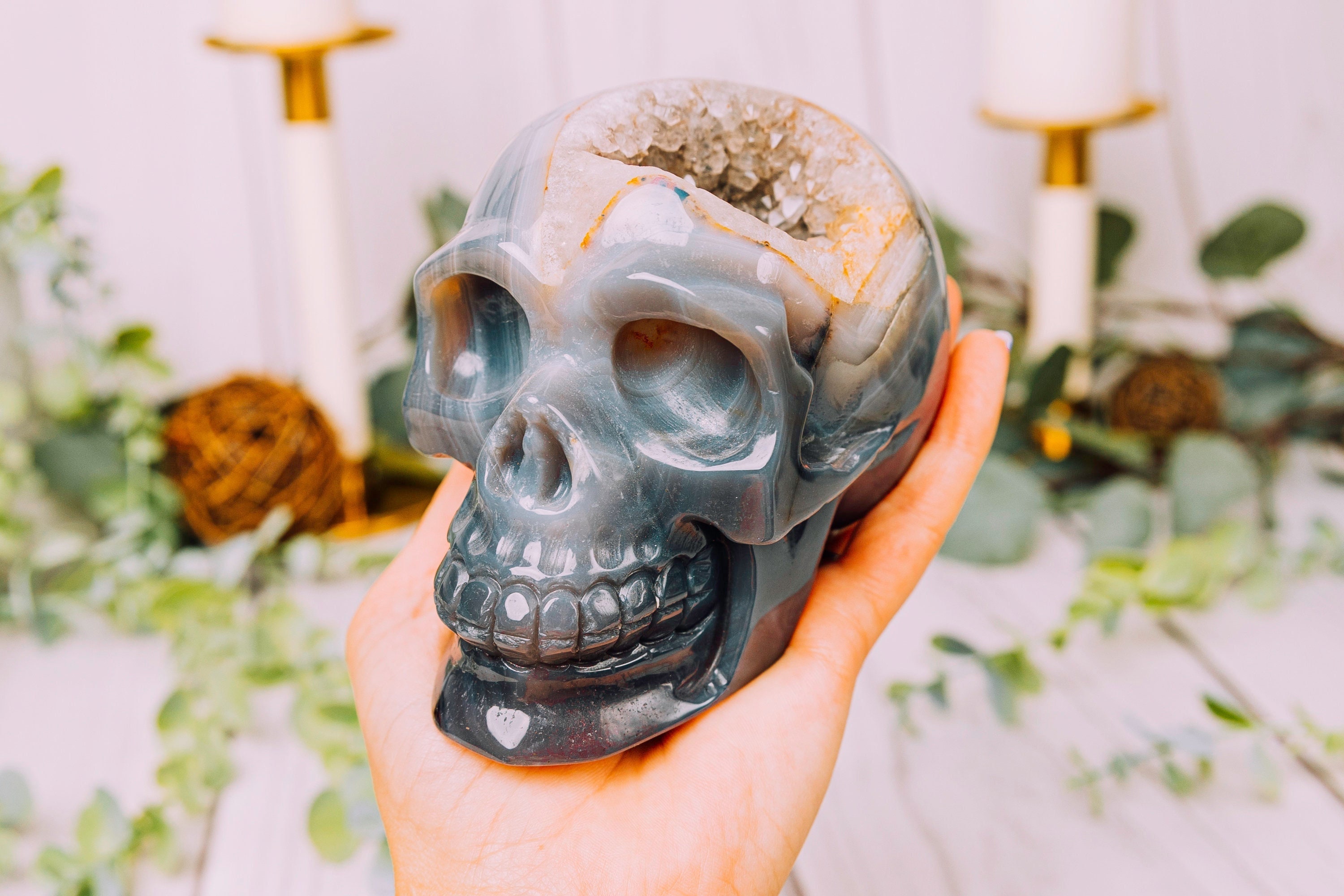 Amazing Clear Huge 5.1 Quartz Rock Crystal Carved Crystal Skull Coffee  Mug, Cup, 6.3 OZ Crystal Healing