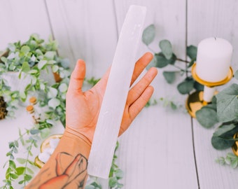 Raw Selenite Stick, 10" inch stick, High Grade, Selenite Crystal, Gympsum, White Selenite Wand, Healing Crystals, For Reiki Healing