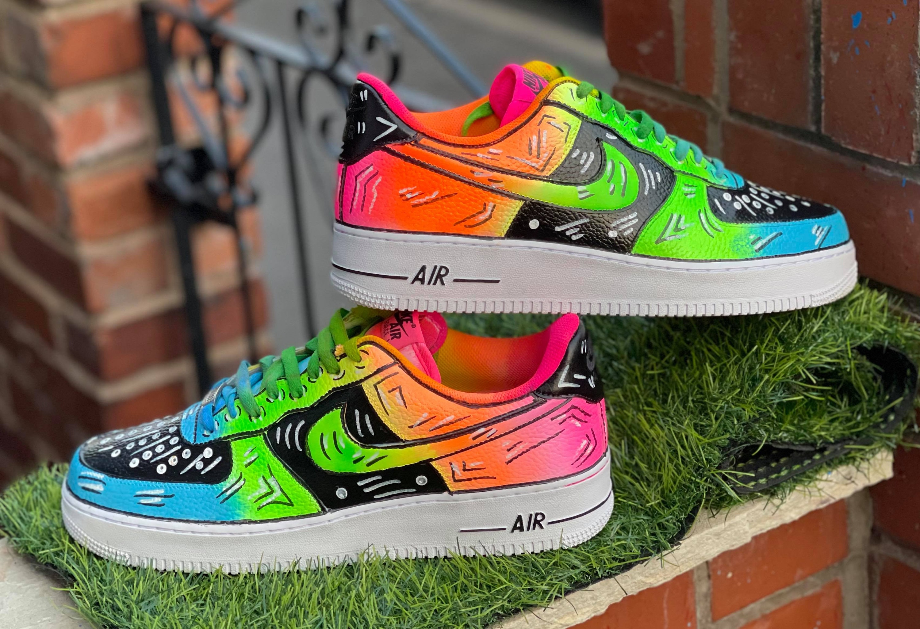 Neon Blend Custom Air Force 1 Hand Painted Custom Designs 