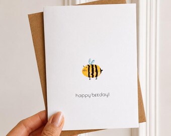 Happy Beeday Blank Birthday Bee Greeting Card