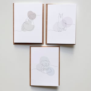 Lot de 3 cartes mignonnes pour baby shower, baby shower de félicitations, cartes de joyeux anniversaire, jolies cartes vierges, cartes d'animaux mignons, lot de cartes pour enfants