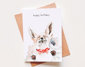 Watercolor Fox Birthday Card: Handmade Greeting Card