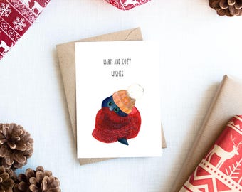 Watercolor Cat Christmas Card: Cozy Holiday Wishes