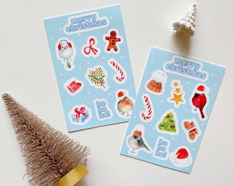 Cute Birds Holiday 2-Pack Stickers Set, Beautiful Holiday Birds Stickers, Cute Christmas Bird Stickers, Holiday Gift Stickers, Cute Birds