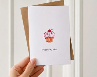 Cupcake Blank Happy Birthday Greeting Card