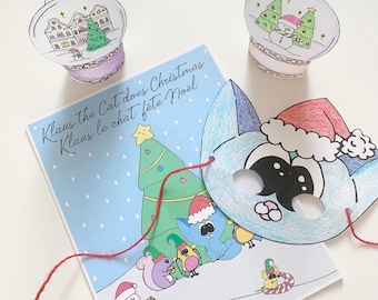 Christmas Activity Book for Kids: Klaus the Cat Colouring Pages (Digital Download)
