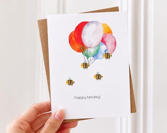 Happy Beeday Blank Birthday Greeting Card