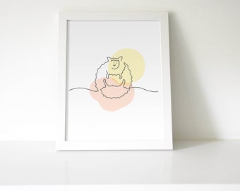 Hedgehog Line Art Nursery Print: Minimalist Animal Poster (Digital Download)