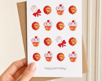 Blank Birthday Card with Cookies Cupcakes and Cake pops