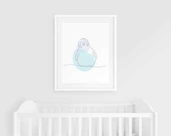 Nursery Animal Art Print, Cute Penguin Poster, Line Animal Art, Minimalist Nursery Decor, Baby Shower Gift, Child Birthday Gift, Wall Print