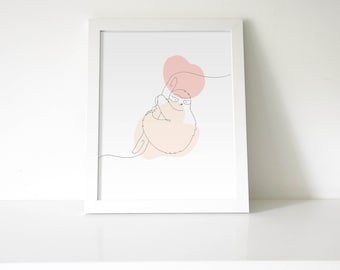 Sloth Line Art Print: Nursery Decor, Baby Animal Poster (Digital Download)