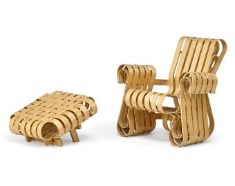 Frank Gehry Power Play Chair and Ottoman for Knoll Studio