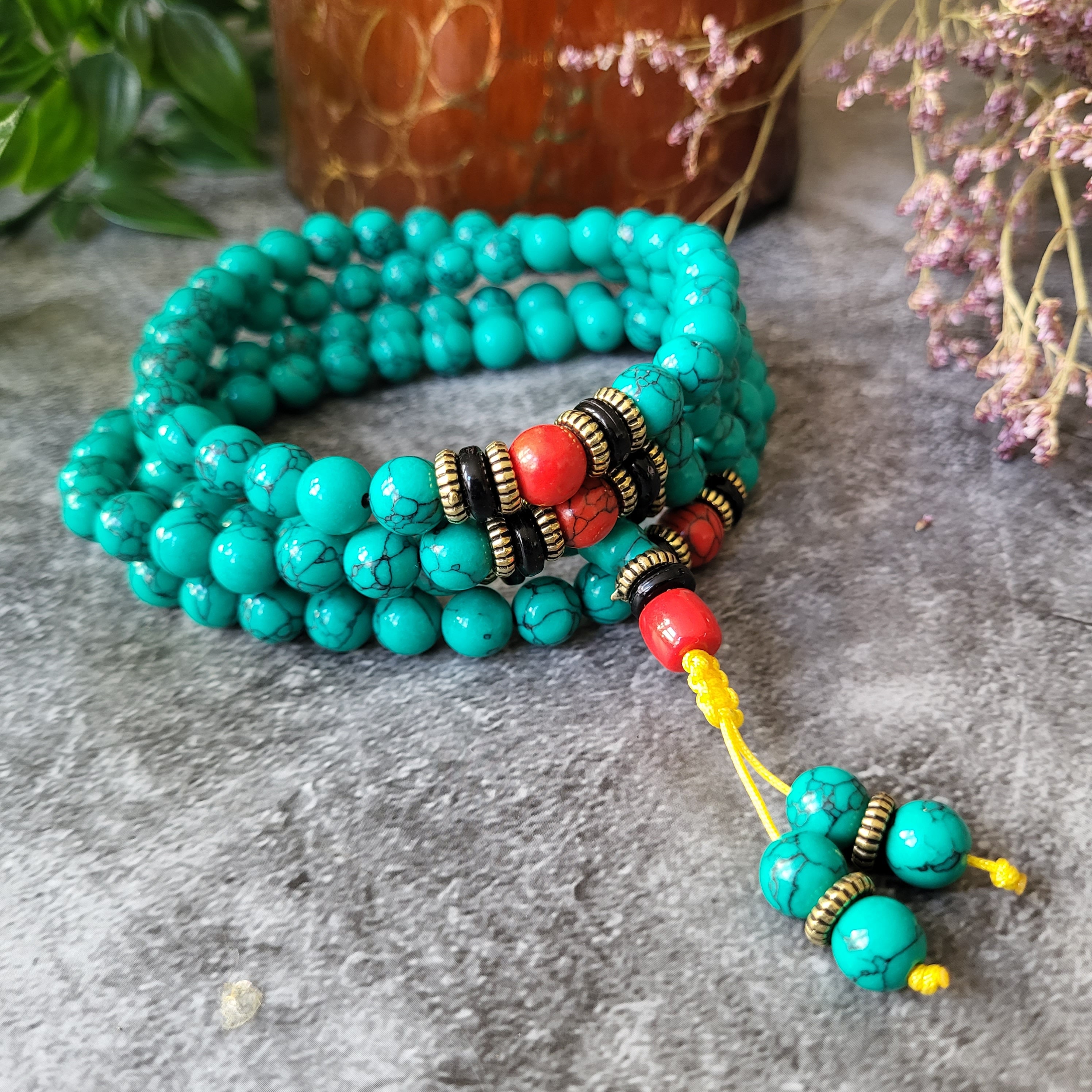 Turquoise mala beads deals