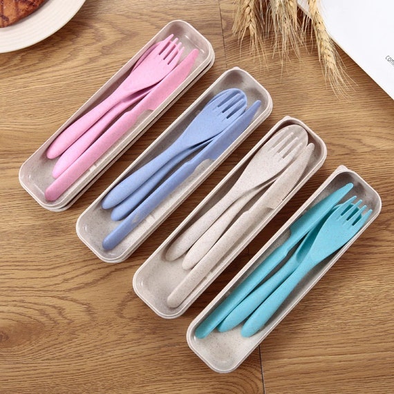 Portable 3 Piece Travel Cutlery Set made from plastic free eco Etsy