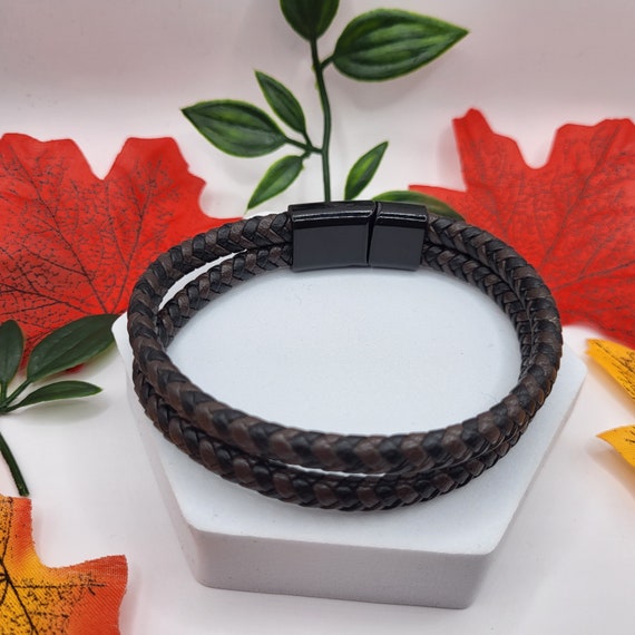 Men's double 2024 wrap leather bracelet