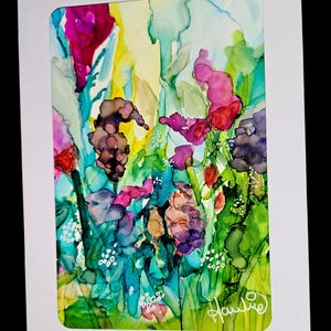 5 cartes de fleurs originales vierges de 5 x 7 pouces peintes à la main. Lot de 5.
