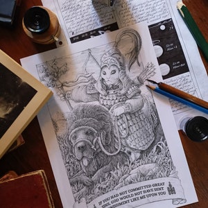 The mongol soldier - Author print, horror vacui, Poster, A4, A3, A2 Art Print, Crosshatch, Present idea.