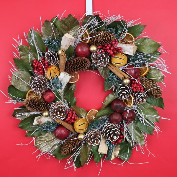 20" Pomegranate Citrus Spice Holiday Wreath