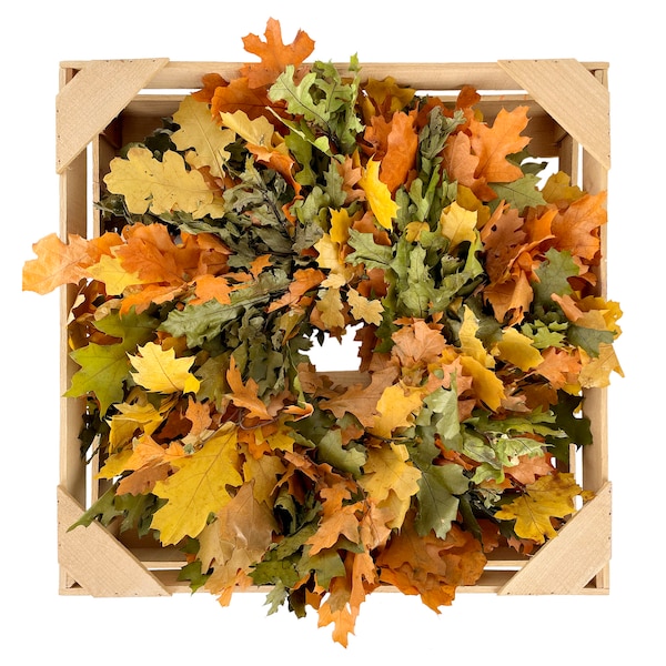 Mixed Orange Oak Leaves Fall Wreath