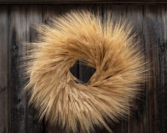 Handcrafted Dried Blonde Wheat Wreath 18-30"