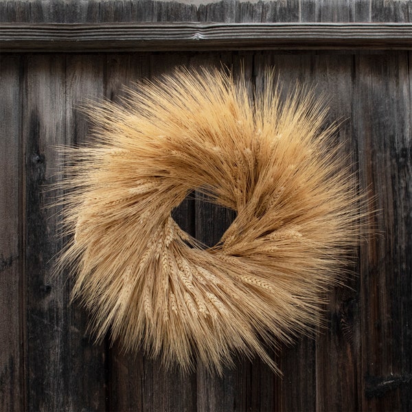 Handcrafted Dried Blonde Wheat Wreath 18-30"