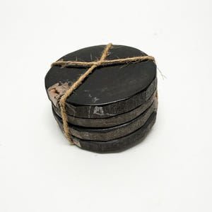 Petrified Wood Slices coasters black