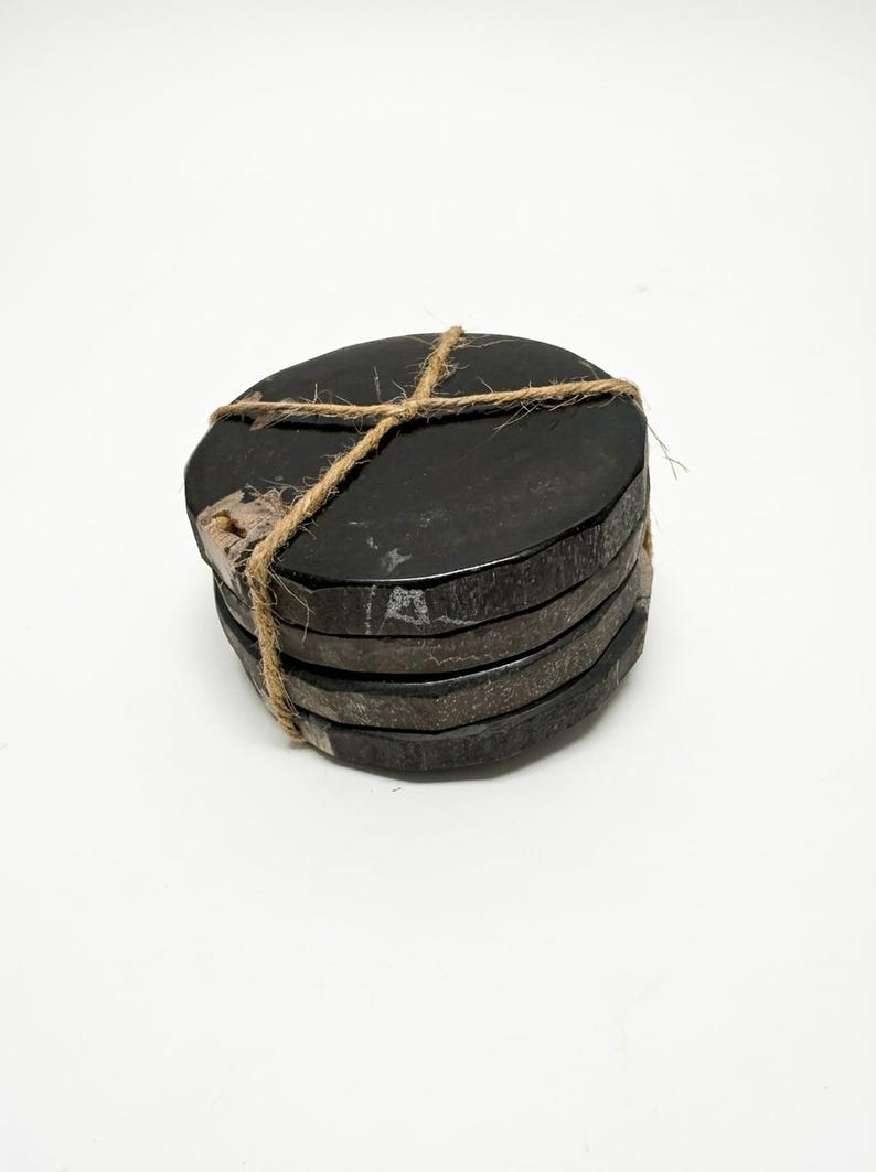 Petrified Wood Slices coasters black