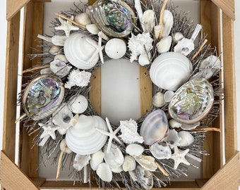 White Seashell & Abalone 20" Wreath