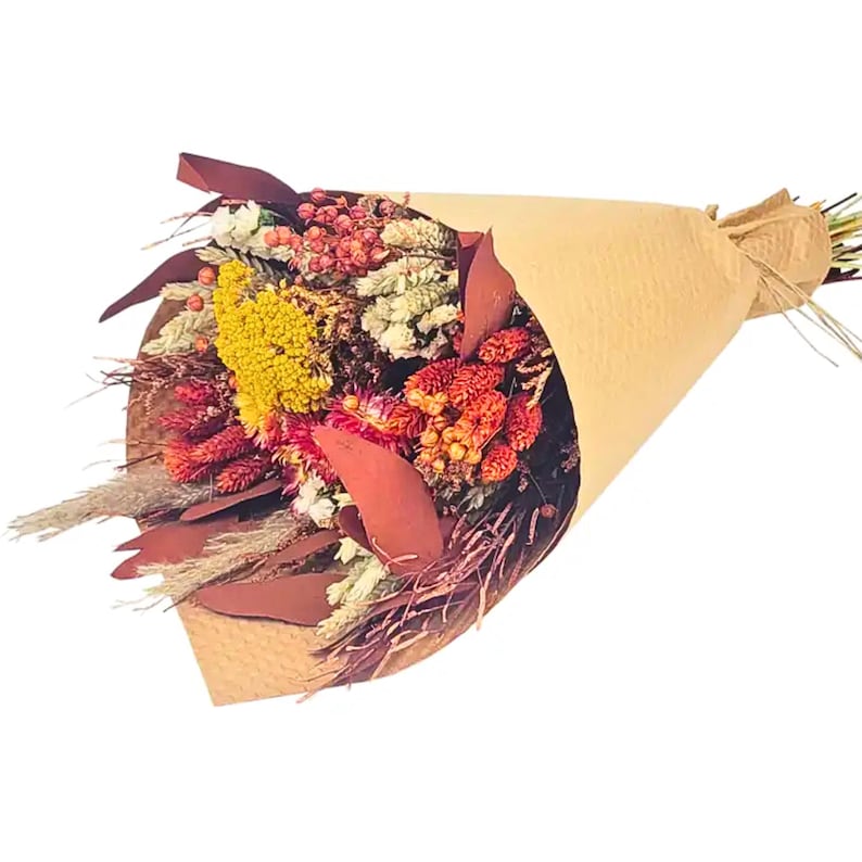 Summer Blooms Dried Floral Bouquet in craft paper