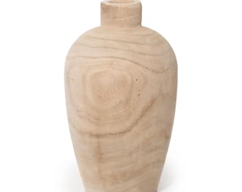 Paulownia Wood Natural Decorative Vase 12in