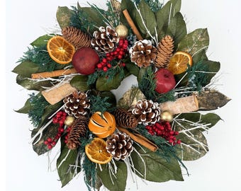 Pomegranate Citrus Pine Mini Wreath 14inch