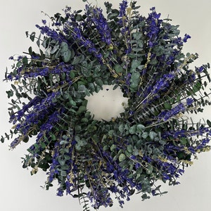 Preserved Baby Eucalyptus & Purple Floral Wreath