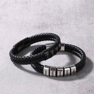 Bracciale da uomo personalizzato, braccialetto papà con nomi di bambini, braccialetto con nome da uomo personalizzato, braccialetto papà, braccialetto marito, regalo padre, regalo papà immagine 9