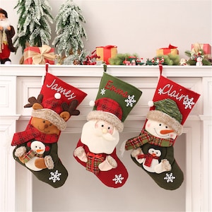 Christmas Stockings Personalized，Personalized Stockings With Names For Christmas，Custom name stocking for family，Embroidered stocking