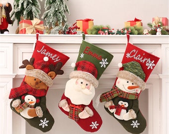 Christmas Stockings Personalized，Personalized Stockings With Names For Christmas，Custom name stocking for family，Embroidered stocking