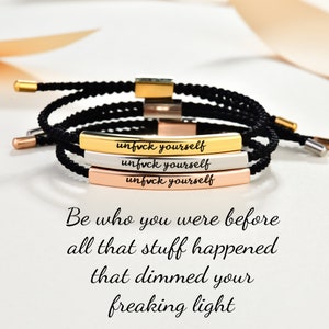 Don't Let The Hard Days Win Tube Bracelet，Self Reminder Bracelet，Personalized Engraved  Bracelet，UNFUCK YOURSELF Bracelet，Gifts For Her Him