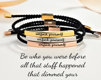 Don't Let The Hard Days Win Tube Bracelet，Self Reminder Bracelet，Personalized Engraved  Bracelet，UNFUCK YOURSELF Bracelet，Gifts For Her Him