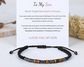 To My Son I Love You Morse Code Bracelet，Bracelet Gifts For Son From Mom，Mens Bracelet ，Father Son Gift，To my grandson bracelet，Son Bracelet