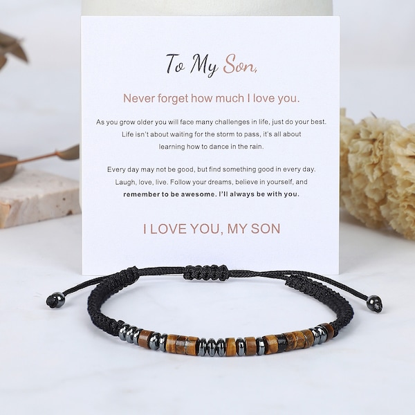 To My Son I Love You Morse Code Bracelet，Gifts For Son，Mother Son Bracelet，Mens Morse Code Bracelet，To my grandson bracelet，Father son gift