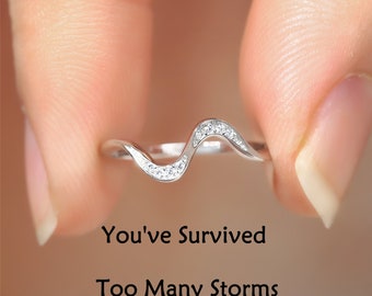 Self Reminder Ring，Self Love Ring，Self Promise Ring，Wave Ring，You've Survived Too Many Storms Ring，Mother Daughter Ring，Ring For Her