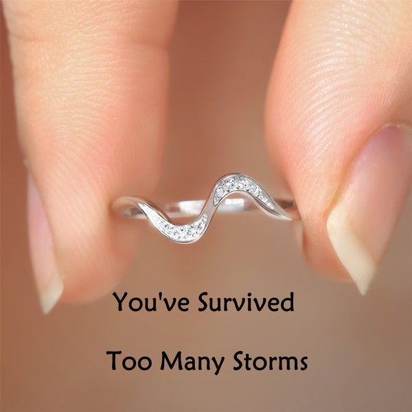 Self Love Ring，Wave Ring，A Self Reminder Ring，You've Survived Too Many Storms Wave Ring，Statement Mother Daughter Ring，Ring For Her