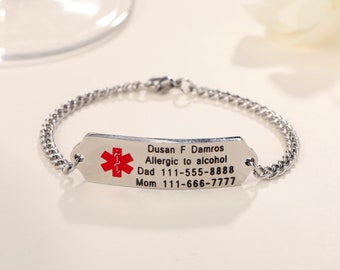 medical bracelet，Medical Alert Bracelet  Women,Adjustable Medical Bracelet,Medical Id Bracelet Men,Allergy bracelet,Emergency Bracelet