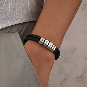 Bracciale da uomo personalizzato, braccialetto papà con nomi di bambini, braccialetto con nome da uomo personalizzato, braccialetto papà, braccialetto marito, regalo padre, regalo papà immagine 4