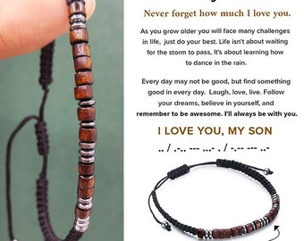 To My Son Morse Code Bracelet，Son Bracelet From Mom，Morse Code Bracelet For Son，To my grandson bracelet，Mother Son Bracelet