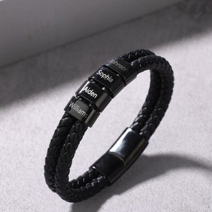 Bracciale da uomo personalizzato, braccialetto papà con nomi di bambini, braccialetto con nome da uomo personalizzato, braccialetto papà, braccialetto marito, regalo padre, regalo papà immagine 8