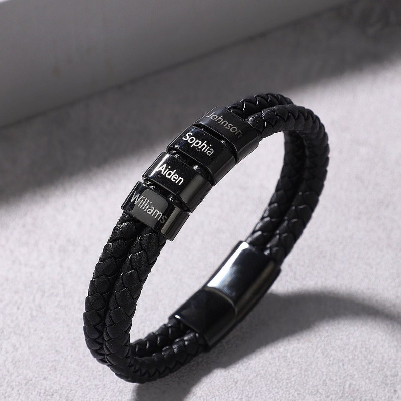 Bracelet homme personnaliséBracelet papa avec prénoms d'enfantsBracelet prénom homme personnaliséBracelet papaBracelet mariCadeau pèreCadeau papa image 8