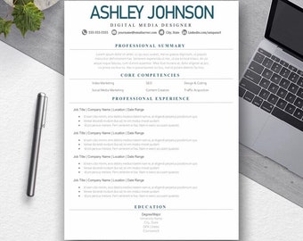 Perfectionist Resume Template for Word + 2 Page Resume + Cover Letter + References | Instant Download