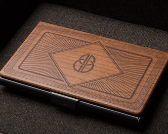 Tarjetero personalizado de madera de cerezo: regalo corporativo