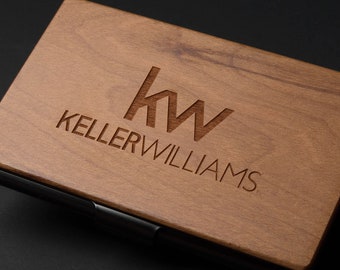 Personalized Cherry Wooden business card holder Series 1 / Corporate Gift / Employee Gift / Business Card Holder / Christmas Gift