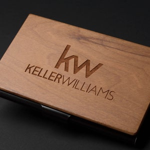 Personalized Cherry Wooden business card holder Series 1 / Corporate Gift / Employee Gift / Business Card Holder / Christmas Gift